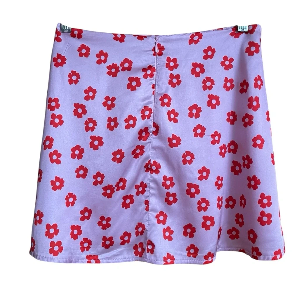 Princess Polly Pink Floral A-Line Mini Skirt‎ Y2K Low Rise Back Zip Size 4